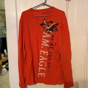 American Eagle Outfitters Bold Red Long Sleeve Tee
